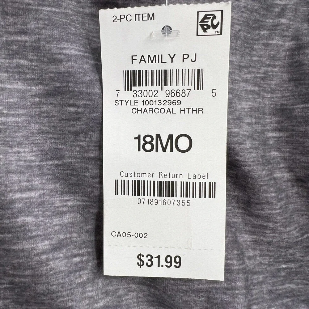 Family PJs Better Together Grey Graphic Print 2 Piece Unisex Baby Pajama Set New